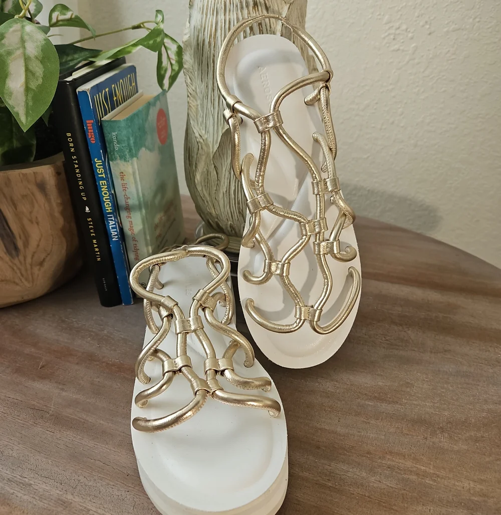 Aerosoles Women’s Sandal Platform Slide in Metallic Gold Leather